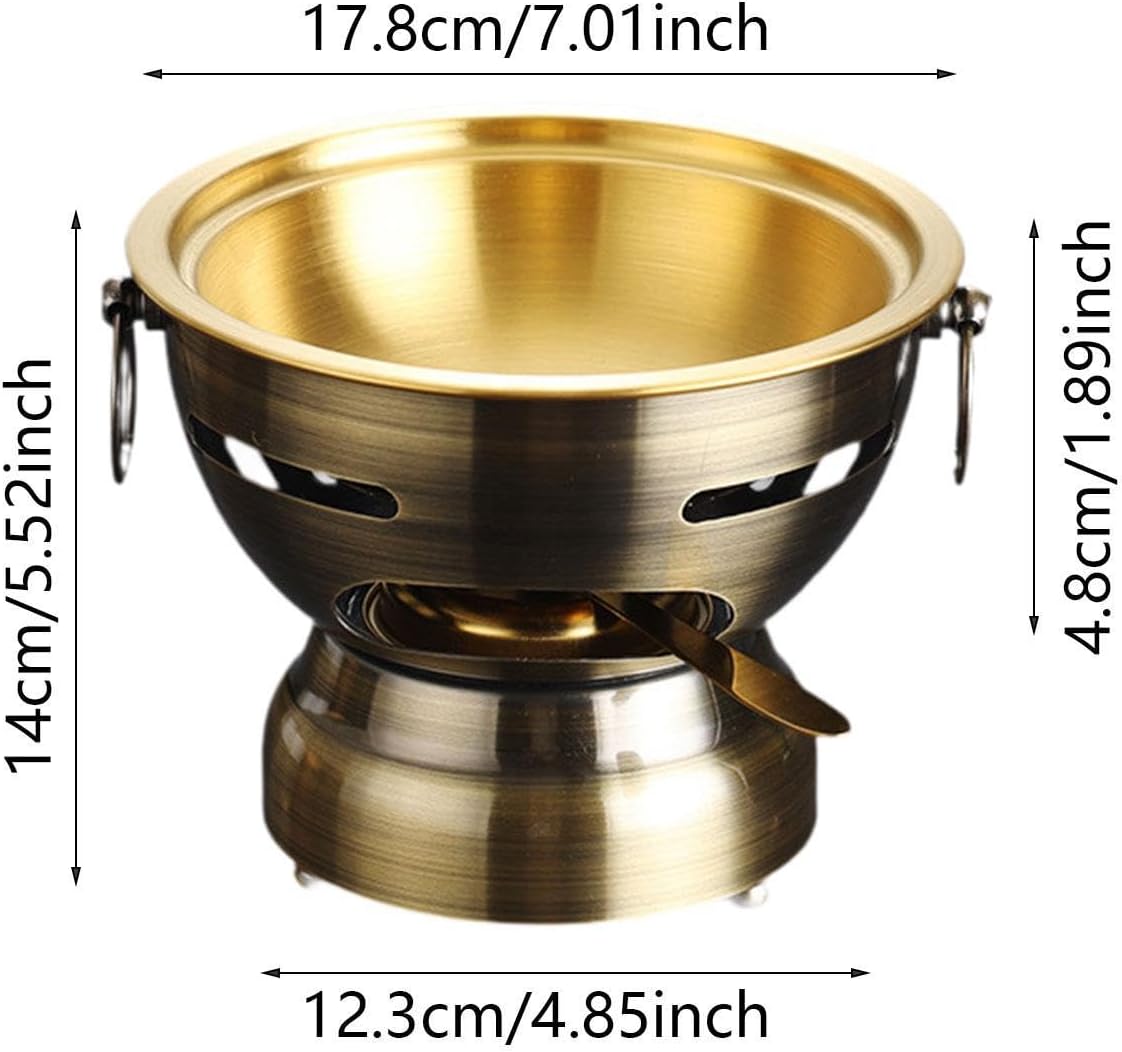 Shabu Hot Pot with Handle Single Person Small Hotpot Stockpot Cookware Traditional Chinese Hot Pot for Kitchen Parties Picnic, bronze gold