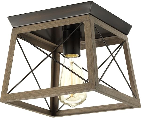 Progress Lighting Briarwood Farmhouse Flush Mount Ceiling Light in Antique Bronze