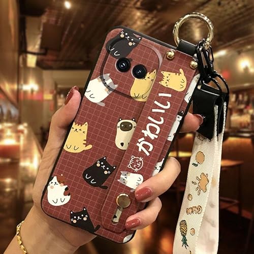 Phone Case Compatible with VIVO IQOO Z11 Turbo, Soft case Cute Ring Lanyard Silicone Shockproof cell phone cover Kickstand Anti-