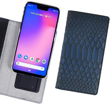 GAZE GZ15938 Google Pixel 3 Case, Slide Type, Matte Python Diary Blue Matte Python Diary Google Pixel Three Cover, Wireless Charging Compatible