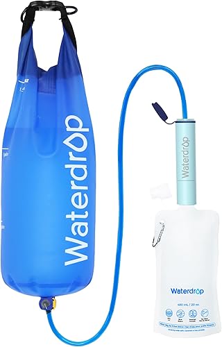 Waterdrop Paja de filtro de agua por gravedad, sistema de filtración de agua para campamento, purificador de agua de supervivencia para viajes,