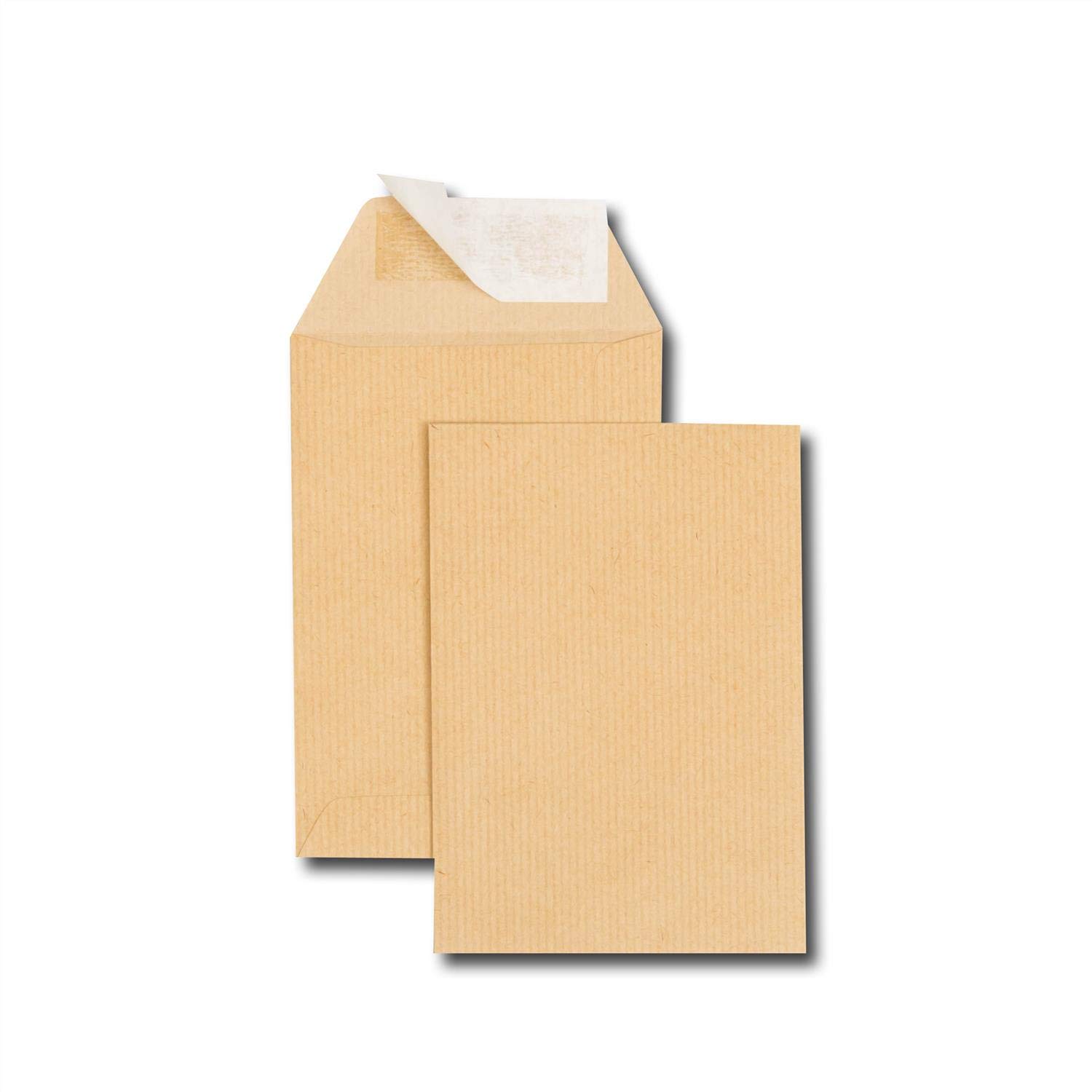500 Hüllen Kraftpapier braun C6 114 x 162 90 g/m² Schutzband