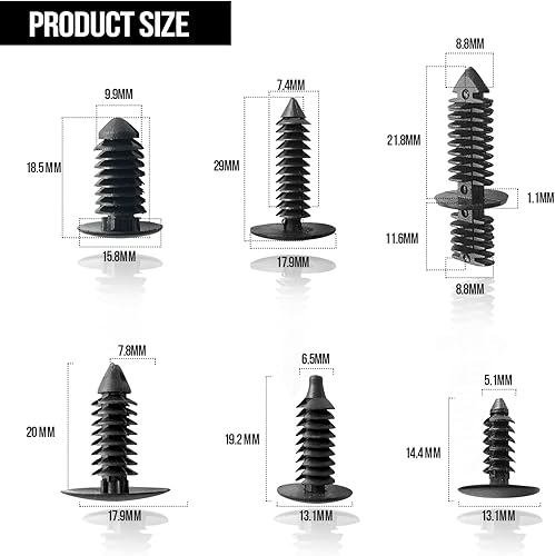 Miniatura 2 de 146 clips de nailon para carrocería de automóvil, clip de retención de parachoques, guardabarros, remache ciego y clips de moldeo basculantes, con