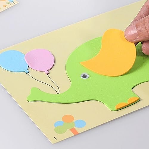 Miniatura 4 de Ipetboom 12 hojas de calcomanías de rompecabezas de animales para niños, calcomanías de rompecabezas de animales 3D, calcomanía de espuma EVA,