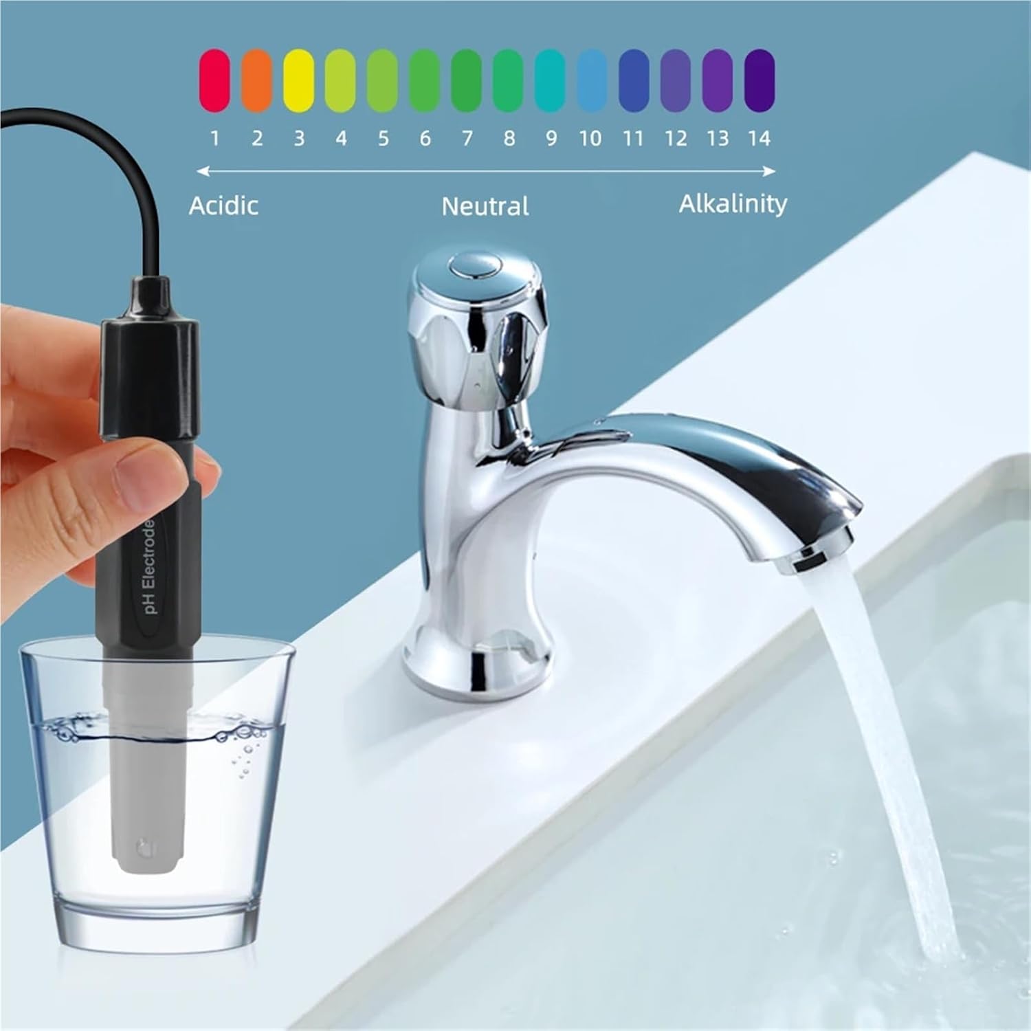 TDS Meter, Digital Water Tester PH Probe Aquarium Electrode Test Meter BNC Connector Cable Length 110cm Ph Calibration Liquid Sensor,Digital Water Tester