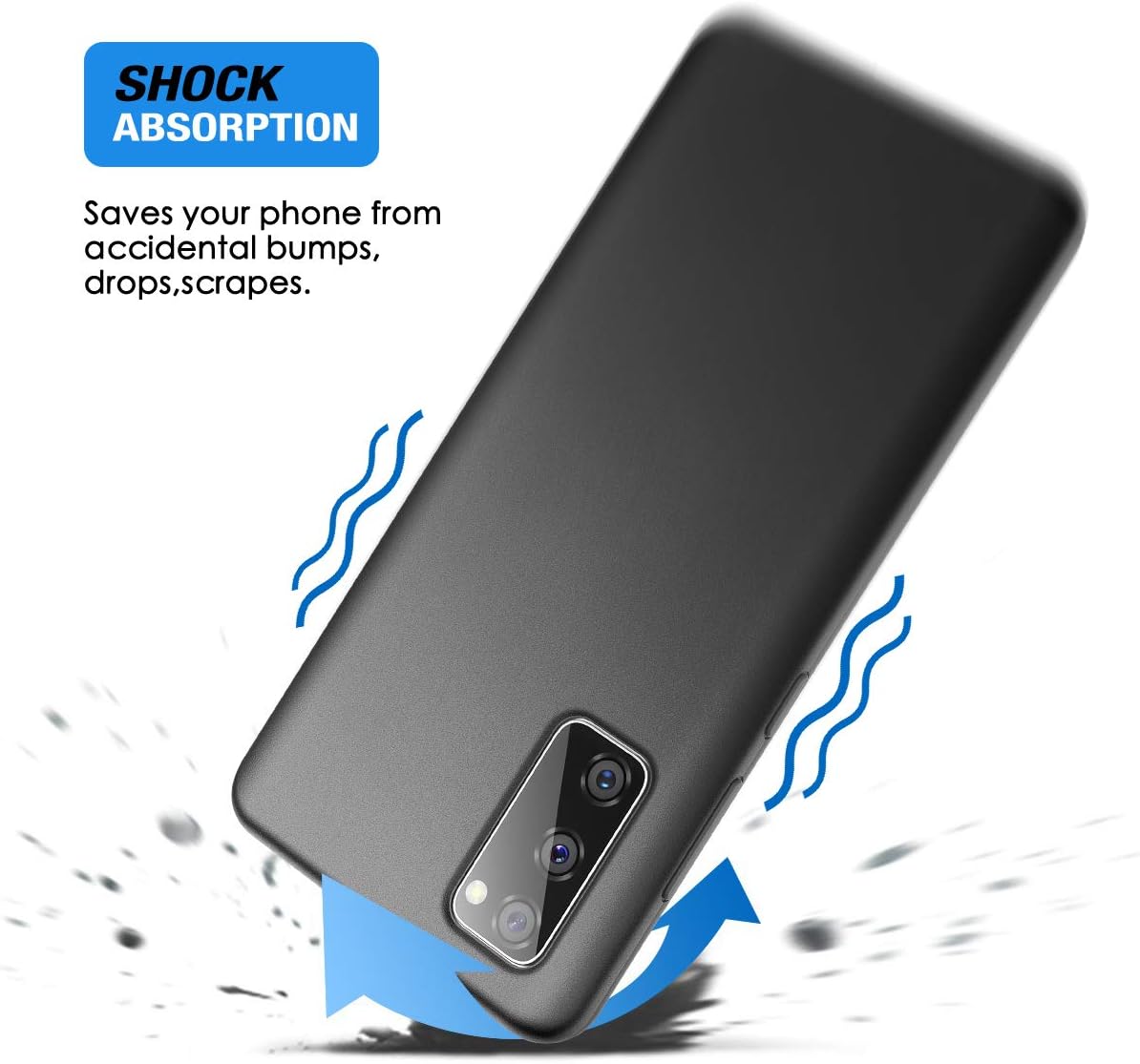 SURITCH for Samsung S20 FE 5G Case (2020), [Built-in Screen Protector] Full-Body Protection Shockproof Rugged Bumper Slim Soft Silicone Protective Cover for Samsung Galaxy S20 FE 6.5 Inch (Black)