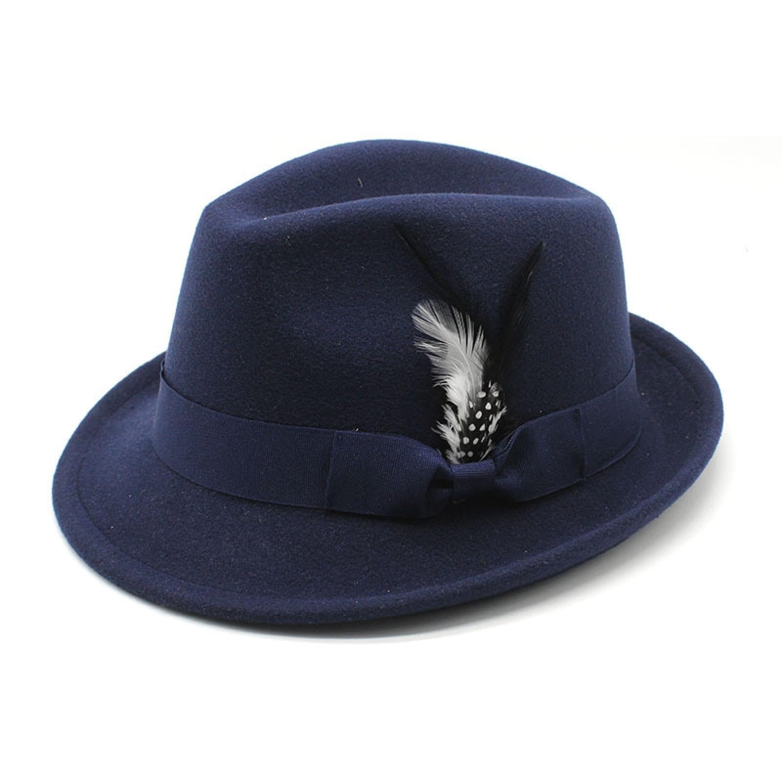 GRFIT Fedora Trilby Sombrero De Copa Pequeño para Hombre Sombrero De Fieltro De Plumas Sombrero De Fieltro Jazz Suave para Hombres