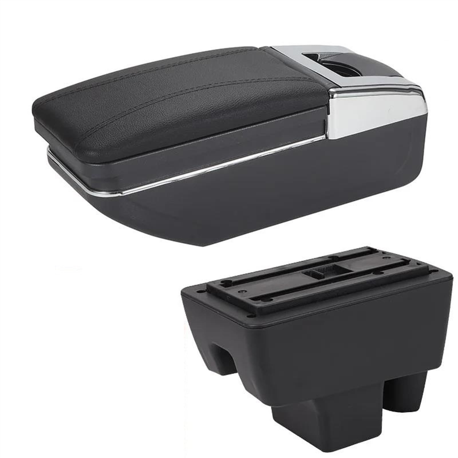 NOHEEU Car Armrest Box Retrofit Accessories Interior Details Storage For RAPID(C2 Black line No USB)
