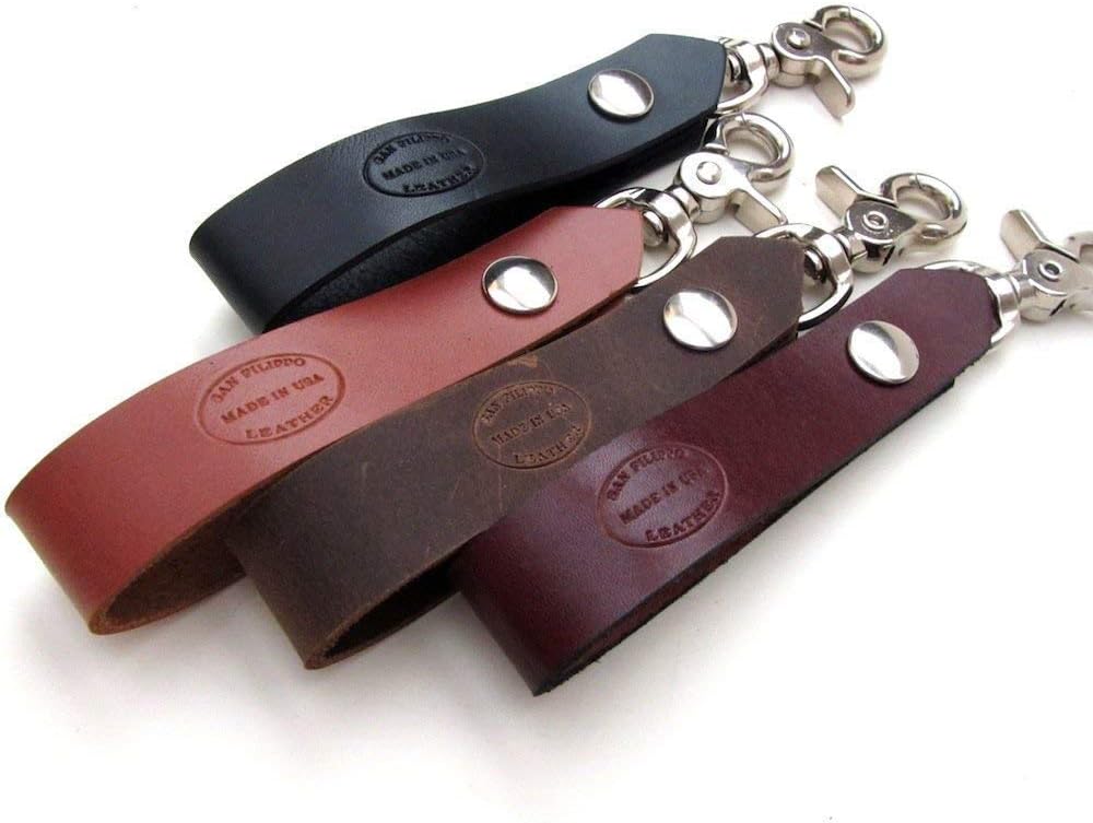 Personalized Nickel and Leather Loop Key Chain