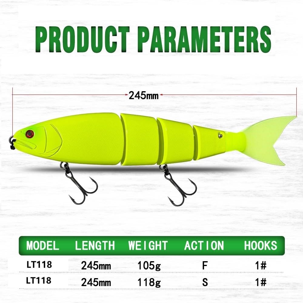 Swimbait Leurre articulé flottant géant appât 245 Leurre flottant pour gros appâts Bass Catfish Leurre dur 245 Leurre