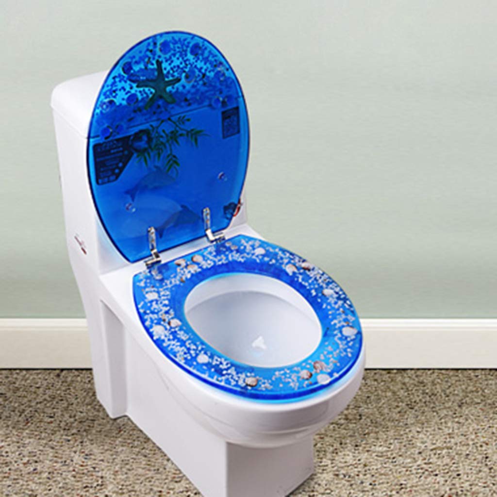 Ocean Series WC-Sitz aus Harz, mit Delfin, Seestern und Hummer, strapazierfähig, perfekt für ovale Toiletten, Weiß