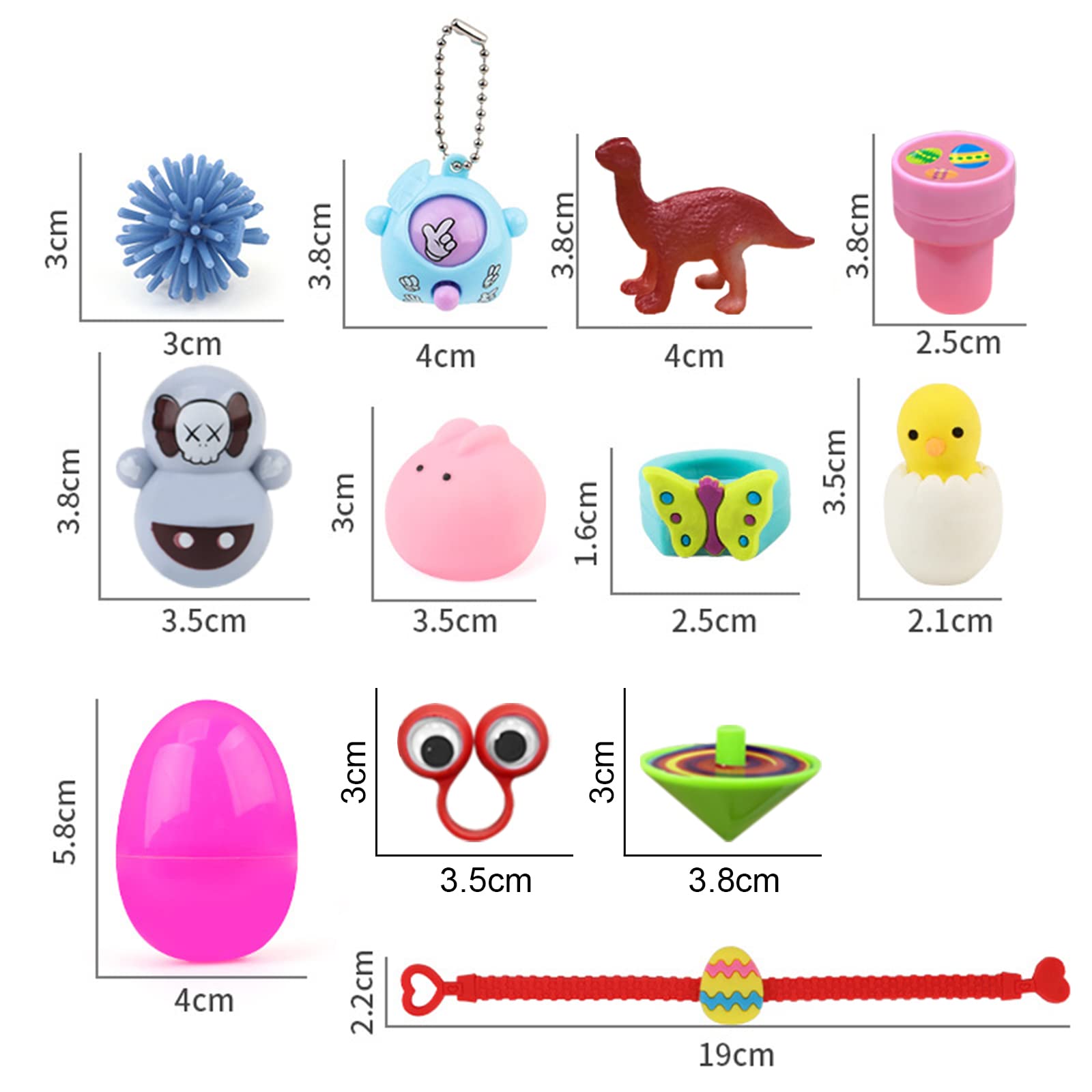 Jsdoin 48PCS Kit de Chasse aux œufs de Pâques, Kinder Surprise Oeuf avec Jouets, Oeufs colorés, Boîte de Rangement