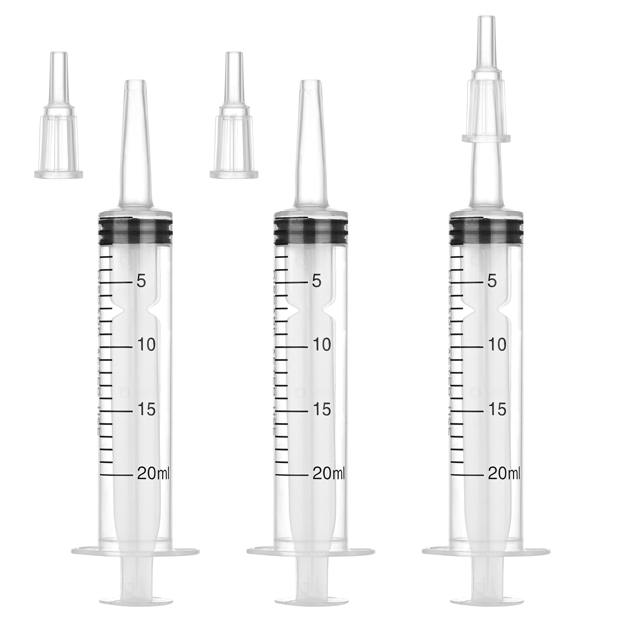 20mL Plastic Syringe for Liquid - 3 Pack Large Syringes with Adapter
