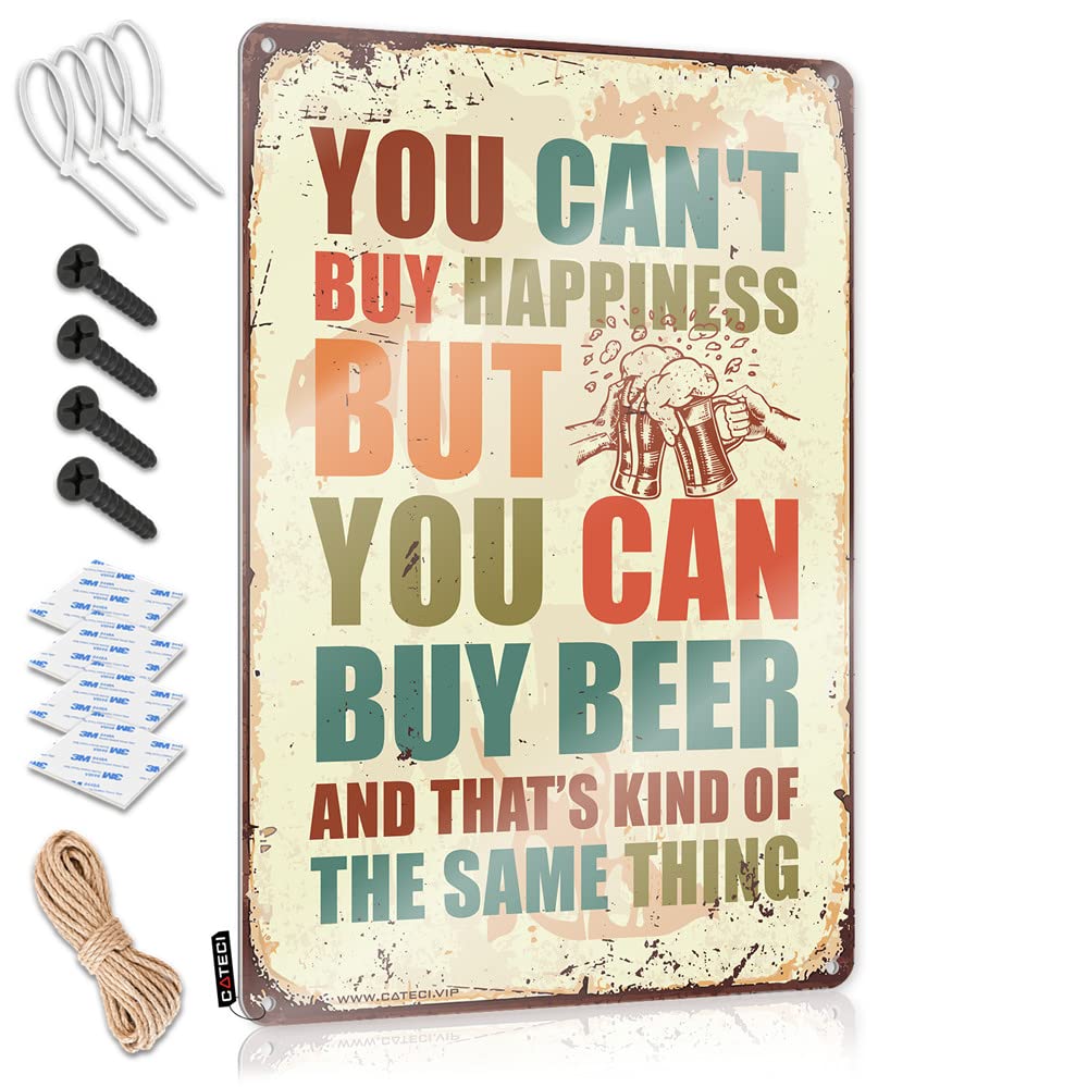 STWNVOITV Beer Signs For Man Cave You Can'T Buy Happiness But Can Beer Sign Funny Bar Signs For Home Bar Bar Posters(30X40CM)