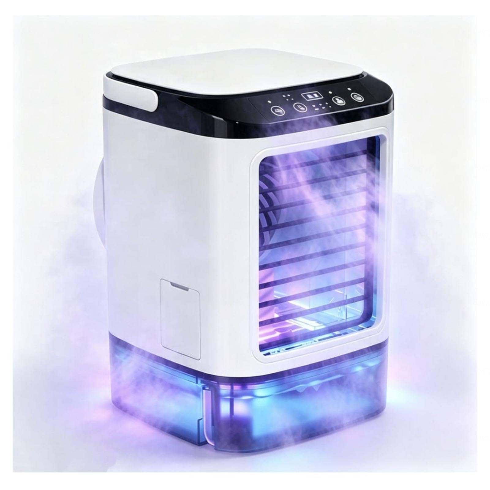 Condizionatore Senza Unità Esterna, Serbatoio da 900ml,con Ghiacciaia,3 Velocità Ventilatore Condizionatore 2 Modalità di Nebbia, 7 Luci Colorate Per Camera Da Letto,Home Office,Uso Esterno