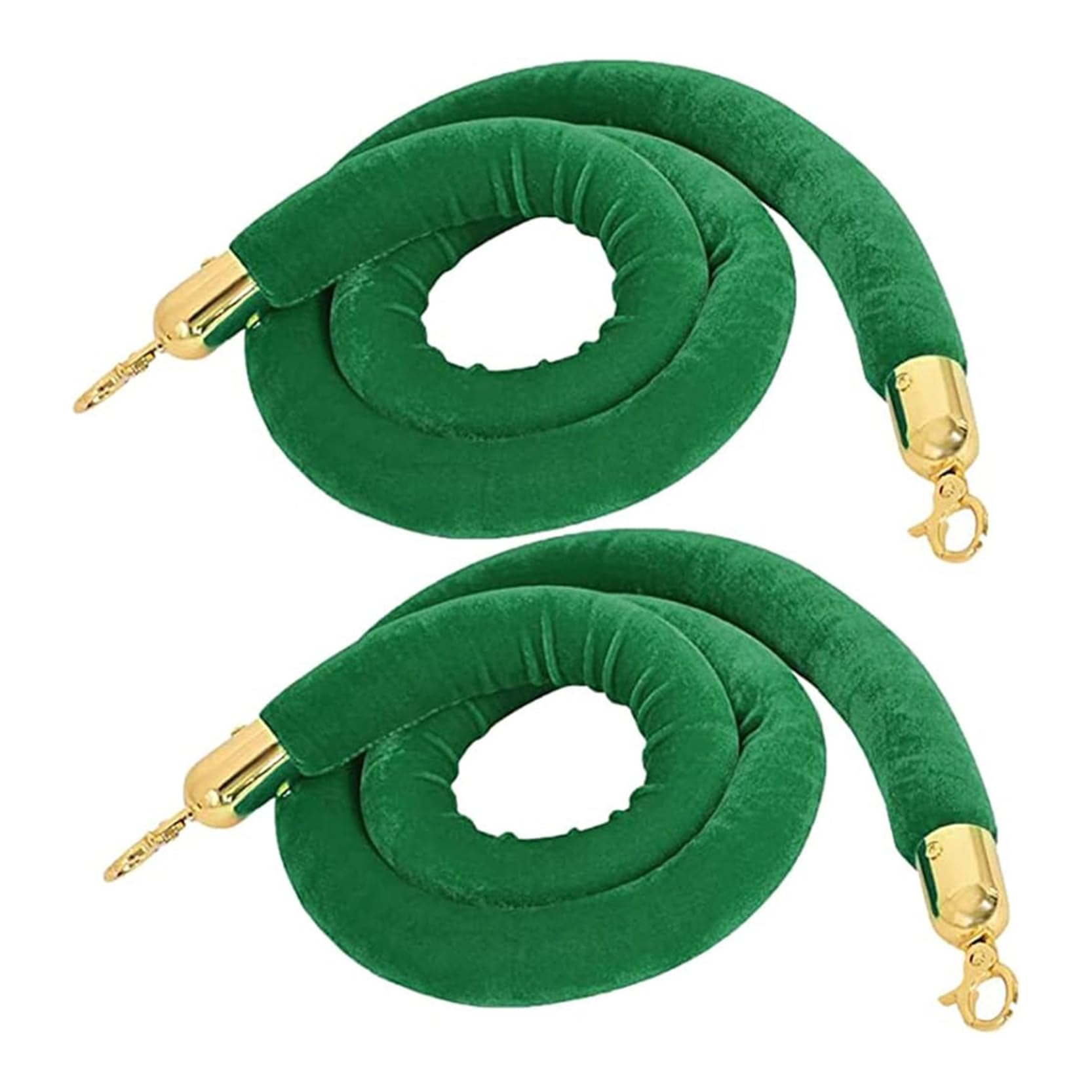 Samt-Rungenseil mit goldenen Haken, 2er-Pack Warteschlangen-Sperrseil,Absperrseile,Massenkontrollseil Sicherheits-Samtseile für Eröffnungen und Hotels,Grün(Size:3.3ft/100cm)