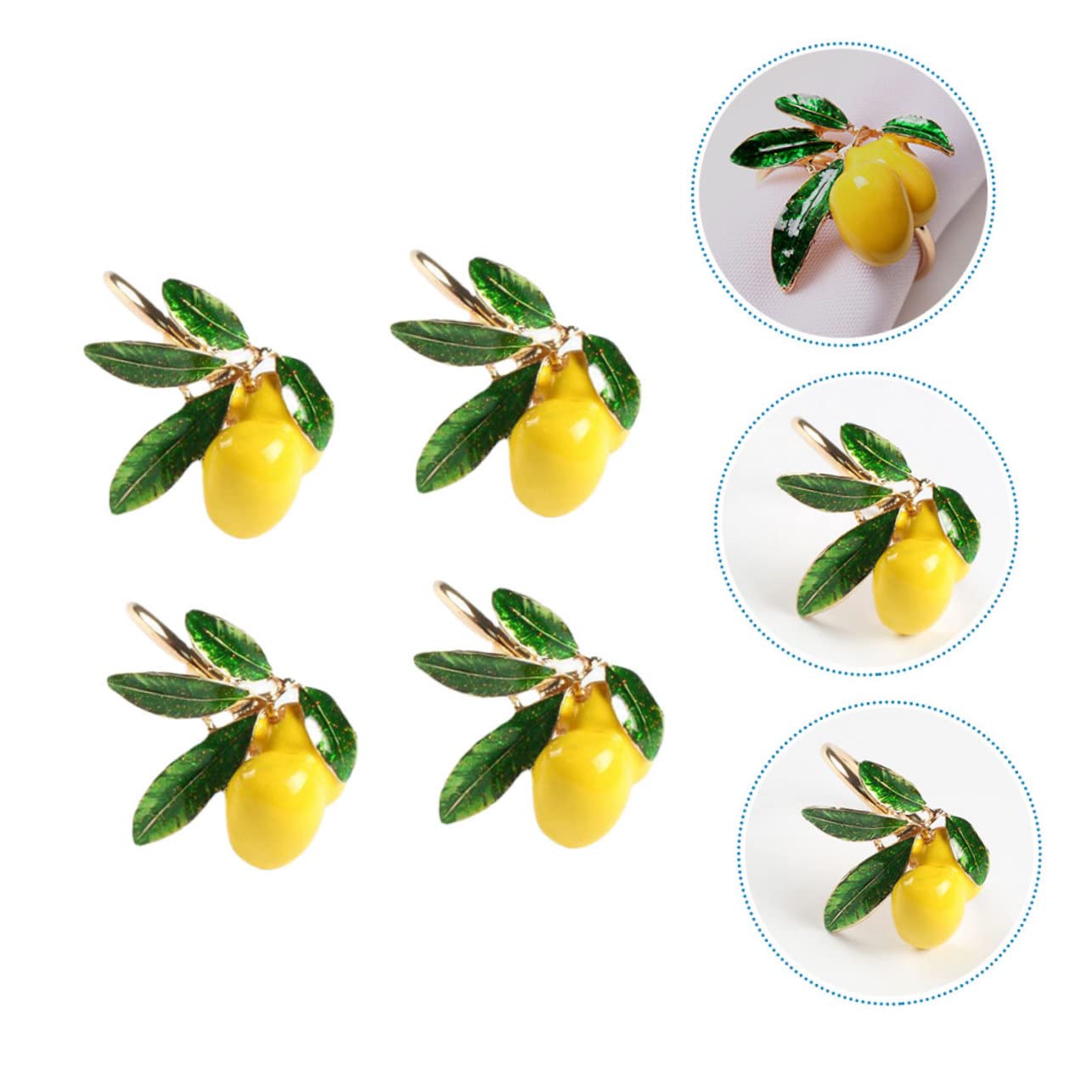 TOPBATHY 2 Sätze Obst-serviettenringe Bescherung Weihnachten Geldgeschenke Weihnachten Weichnachtsgeschke Zierschnalle Zitrone Serviettenring Zu Hause Tischschnalle Legierung 4 Stück * 2