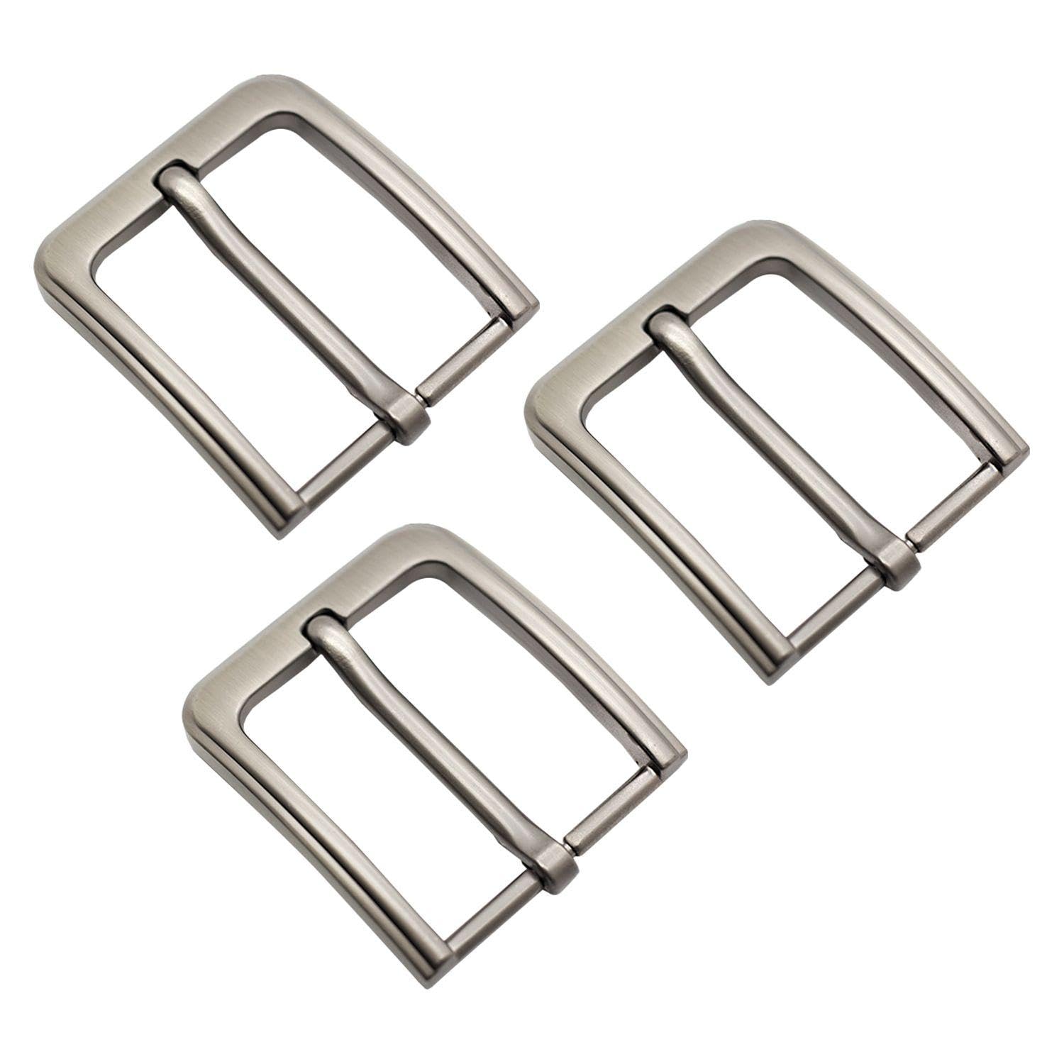 Vehyegoi Unisex Silver 3 Piece Belt Buckles, Metal Belt Buckles, Classic Belt Buckles, Fashionable And Simple Belt Buckles, Belt Replacement Buckles, Belt Accessories
