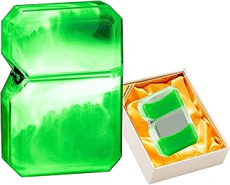 Windproof Torch Lighter, Luminous Quicksand, Butane, Zinc Alloy, ABS, Unique, Green