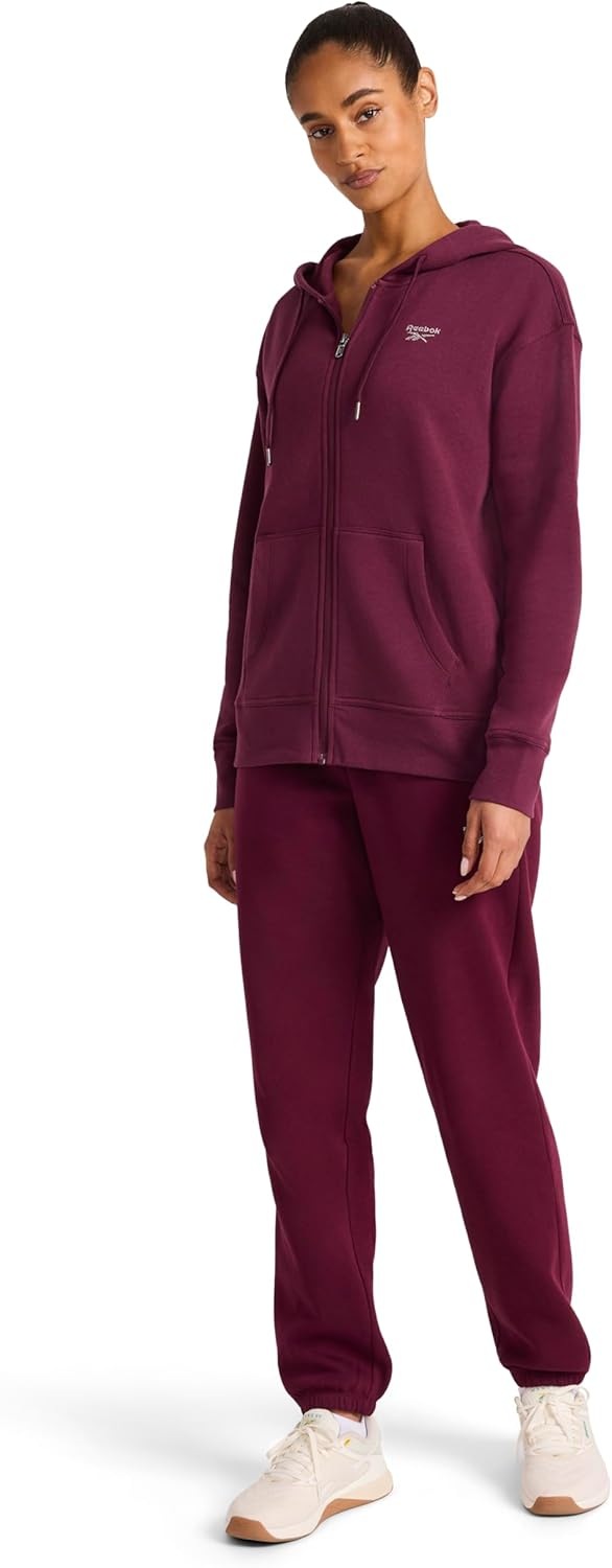 Reebok womens Rhinestone Full-zip Hoodie, Standard Fit, Midweight Cotton-poly Fabric - Image 3