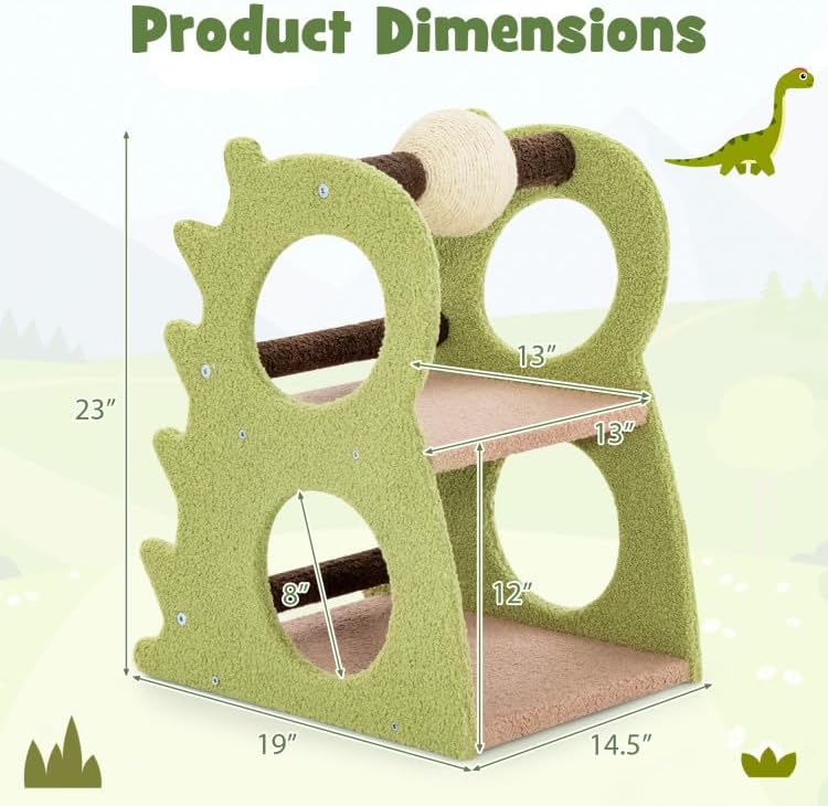 2-Tier Modern Cat Tree for Indoor Cats, Compact Cat Tower with Rotatable Sisal Scratching Ball, Multi-Level Climbing Perch and Cozy Resting Platform for Small Spaces