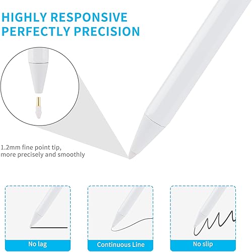Miniatura 4 de Lápiz para iPad A16, lápiz capacitivo para iPad de 8ª/9ª/10ª/11ª generación con rechazo de palma, bueno para dibujar y bocetar, color blanco
