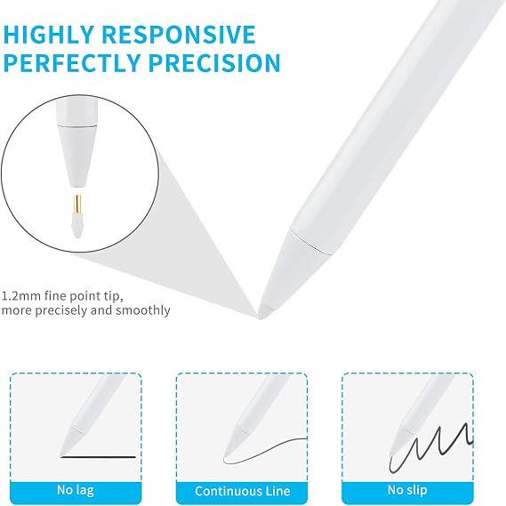 iPad Pro 11 Inch Pencil,1.5mm Fine Point Tip Stylus Pen Compatible with Apple iPad Pro 11 Pencil with Palm Rejection Good for iPad Drawing Pen,White