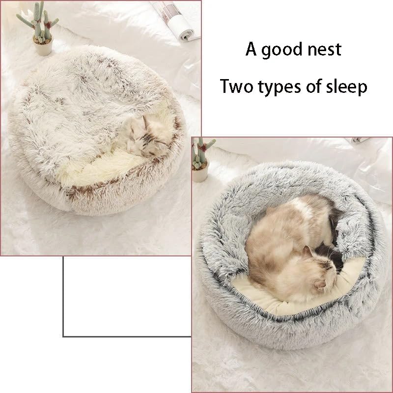 Zentaurus Hundebett, mittelgroße Hunde, Katzenbett, Anti-Stress-Bett, Plüsch, Hundebett (Grau, L: 60 (