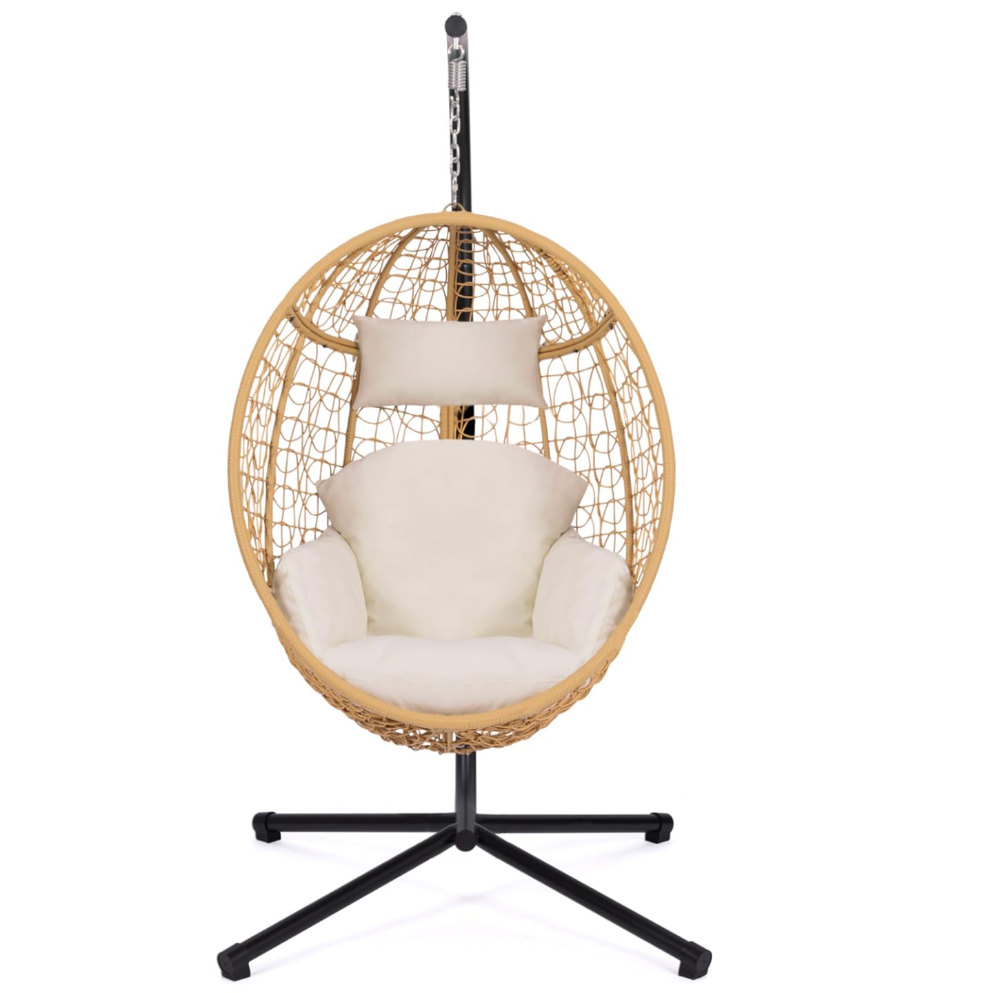 IDMarket - Fauteuil Oeuf Suspendu ajouré Effet rotin avec Coussin écru