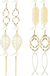 6 Pairs Drop Dangle Earrings for Women Long Bar Double...