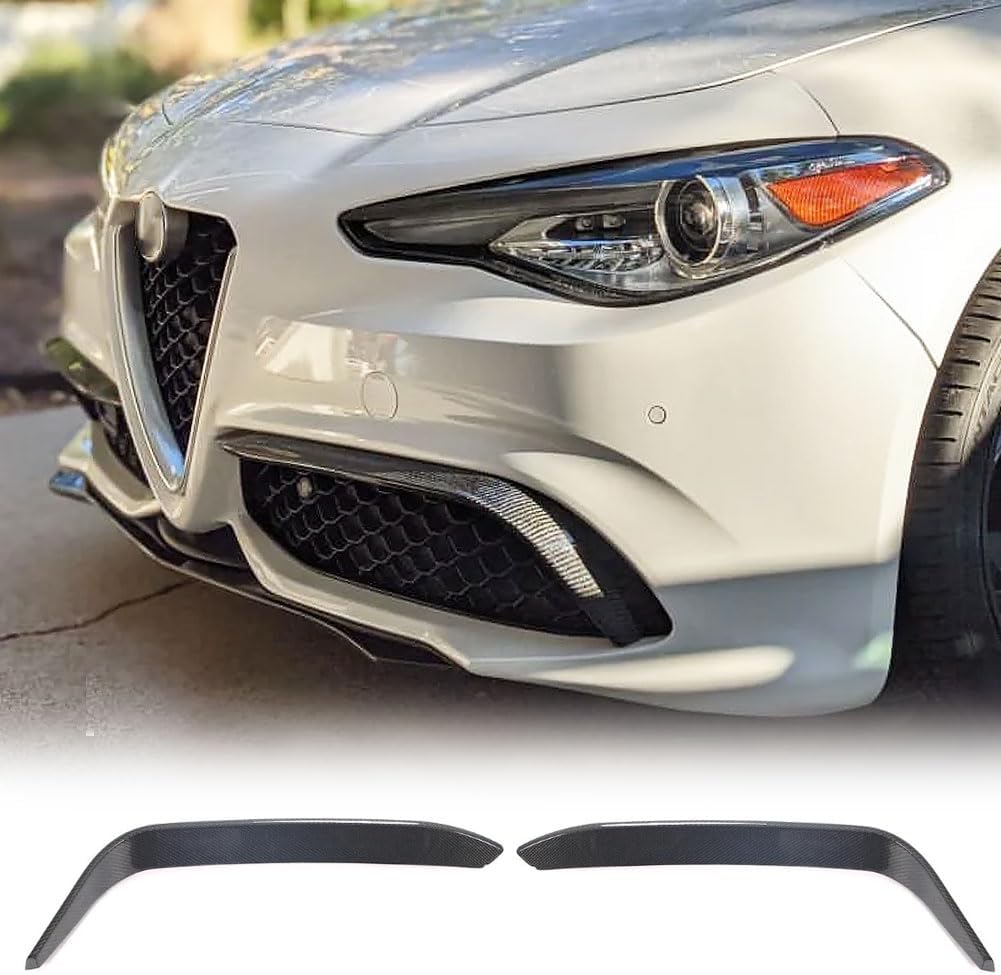 MCARCAR KIT Real Carbon Fiber Fog Light Cover Splitter Canard for Alfa Romeo Giulia Sport 2015-2021 Front Bumper Front Headlight Covers Eyelids Eyebrows (Carbon Fiber)