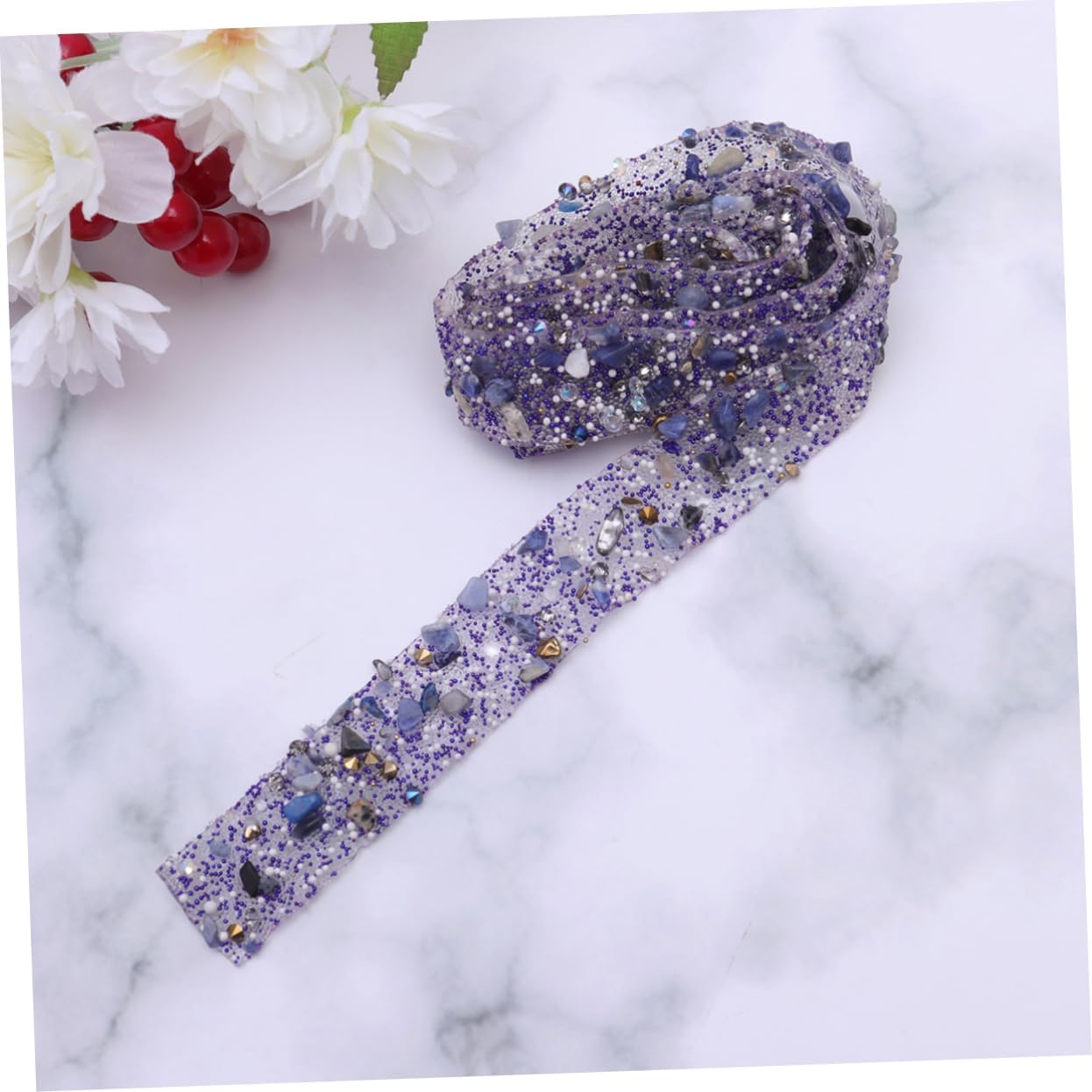 Colorful Rhinestone Trim Ribbon Hot Fix Bling Applique for Dress Belt Shoes Bags Purple Sparkly Embellishments for DIY Fashion Accessories