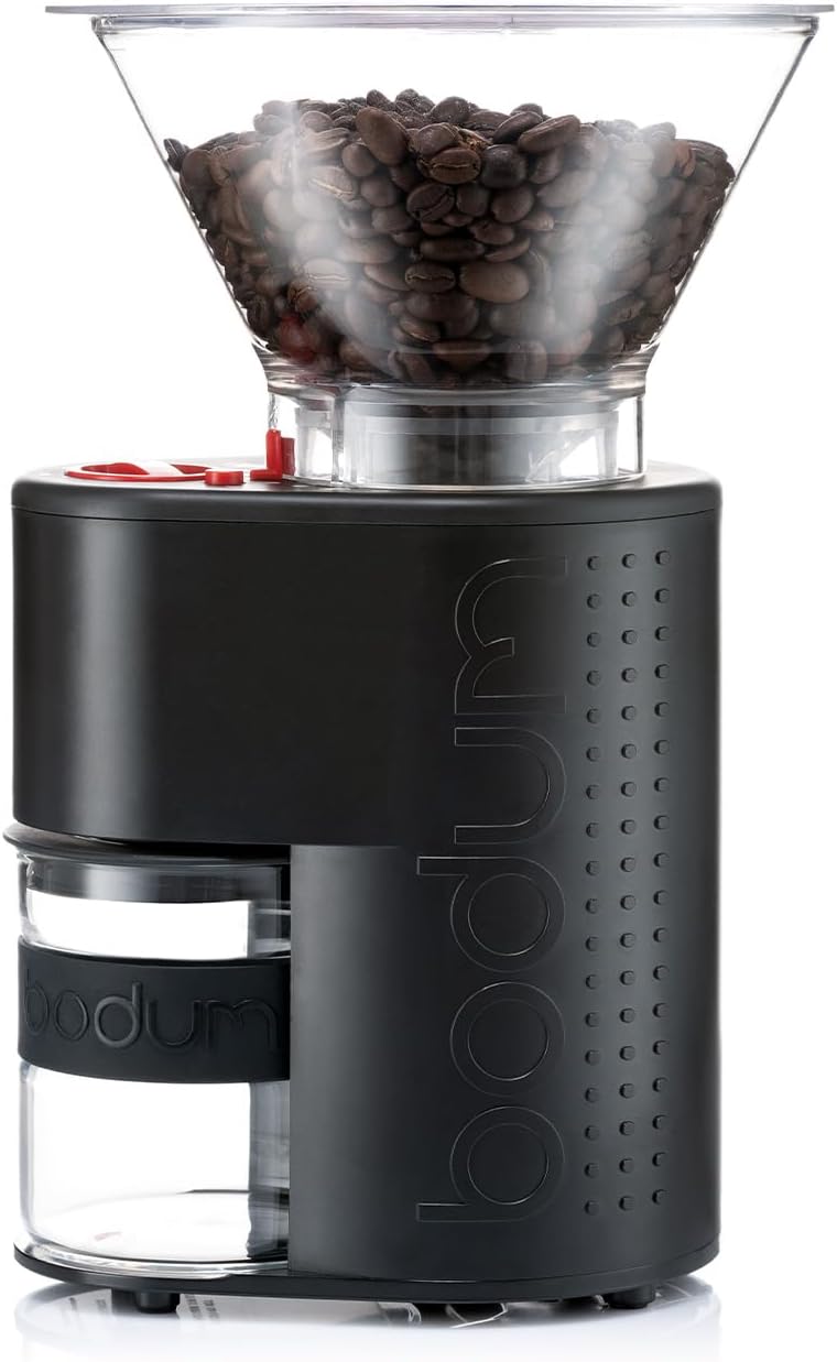 Bistro Electric Conical Burr Coffee Grinder, Preset Timer, 12 Grind Settings, Black