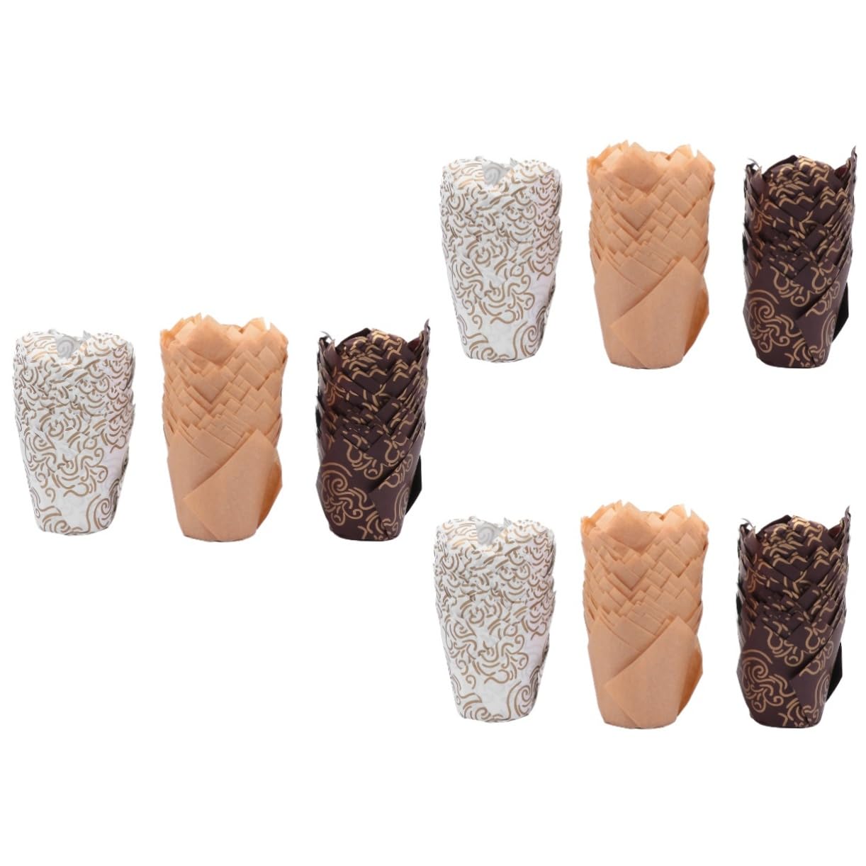 OUNONA 450piezas Tulip Cupcake Wrappers Resistente Al Aceite y Altas Decoración Elegante Para Bodas Cumpleaños y Fiestas Colores Café y Para Repostería y Muffins