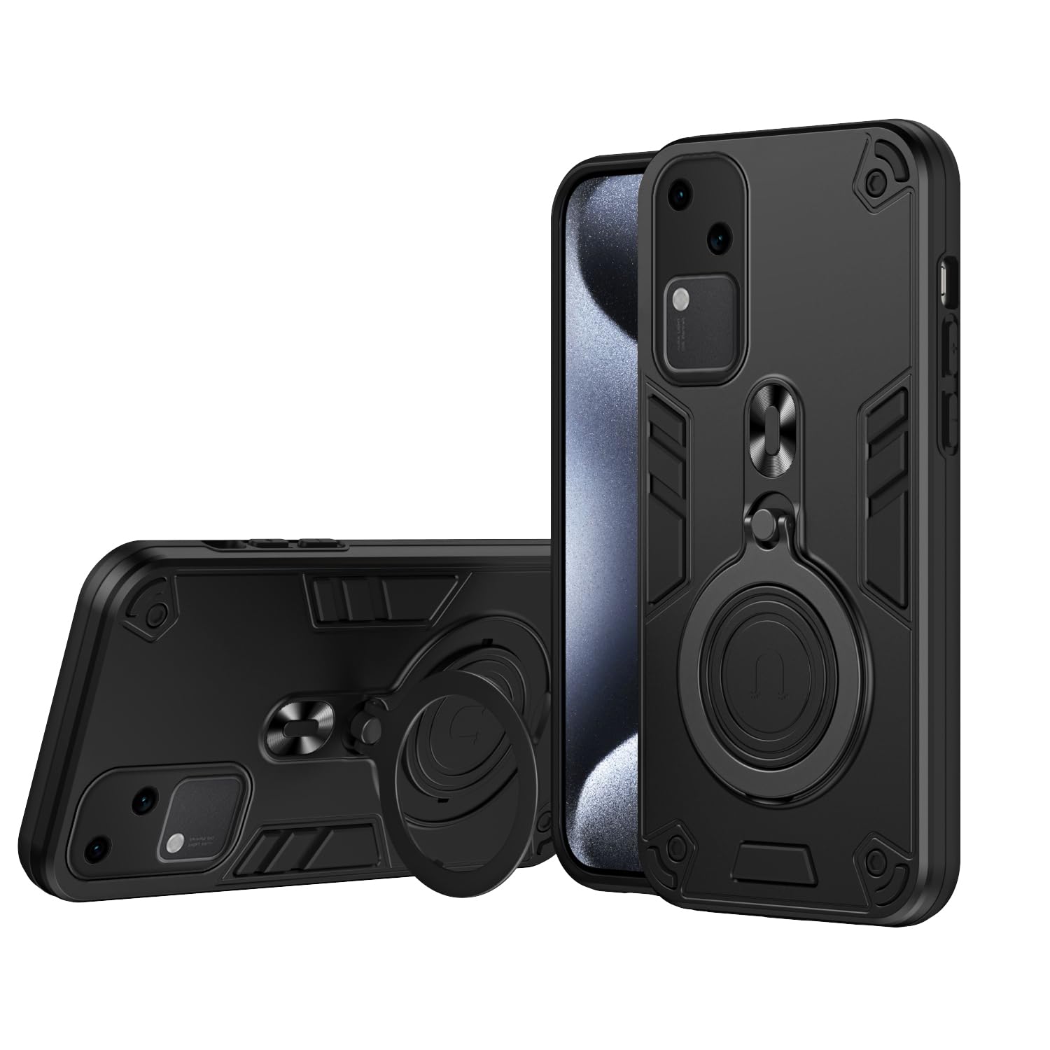 Compatible with Vivo V30 5G V2318 / V30 Pro 5G V2319 Case Cover,Compatible with Vivo S18 Pro 5G V2344A / S18 5G V2323A Magnetic Kickstand 2 in 1 Bracket Shell Black