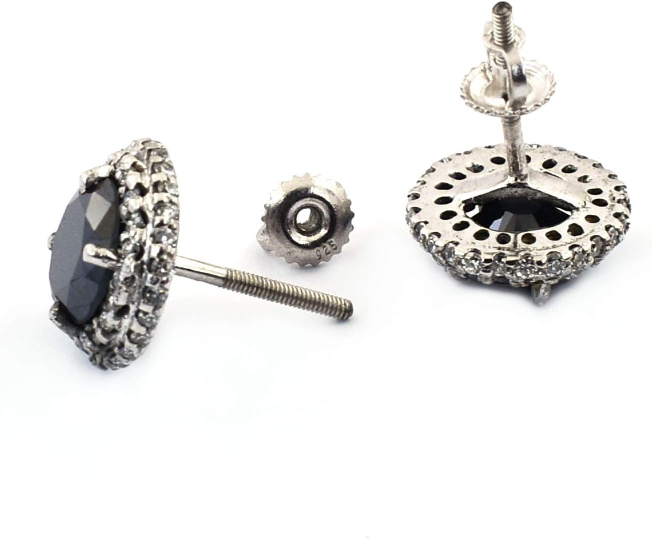 skyjewels Certified Black Diamonds with Accents Beautiful Ear Studs - 1.15 CT Each Excellent Shine/Luster Gift for Wife, Fiancee, Girlfriend