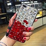Case for HTC Desire 530,Luxury 3D Handmade Sparkle Stunning Stones Crystal Rhinestone Bling Full Diamond Gemstone Glitter Case for HTC Desire 530(B White/Red)