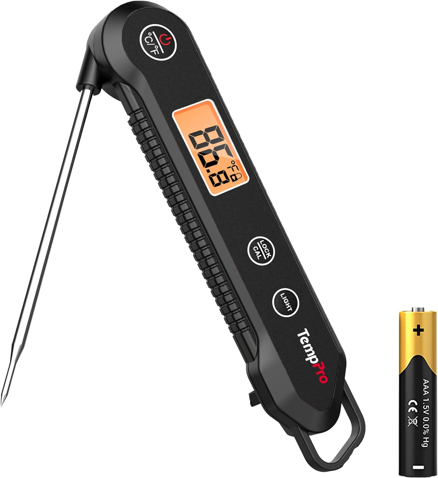 TempPro Digital Instant Read Meat Thermometer for Grilling Waterproof Kitchen Food Thermometer with Calibration Backlight Baking Bread Candy Thermometer Cooking Tools Utensils (Previously ThermoPro)