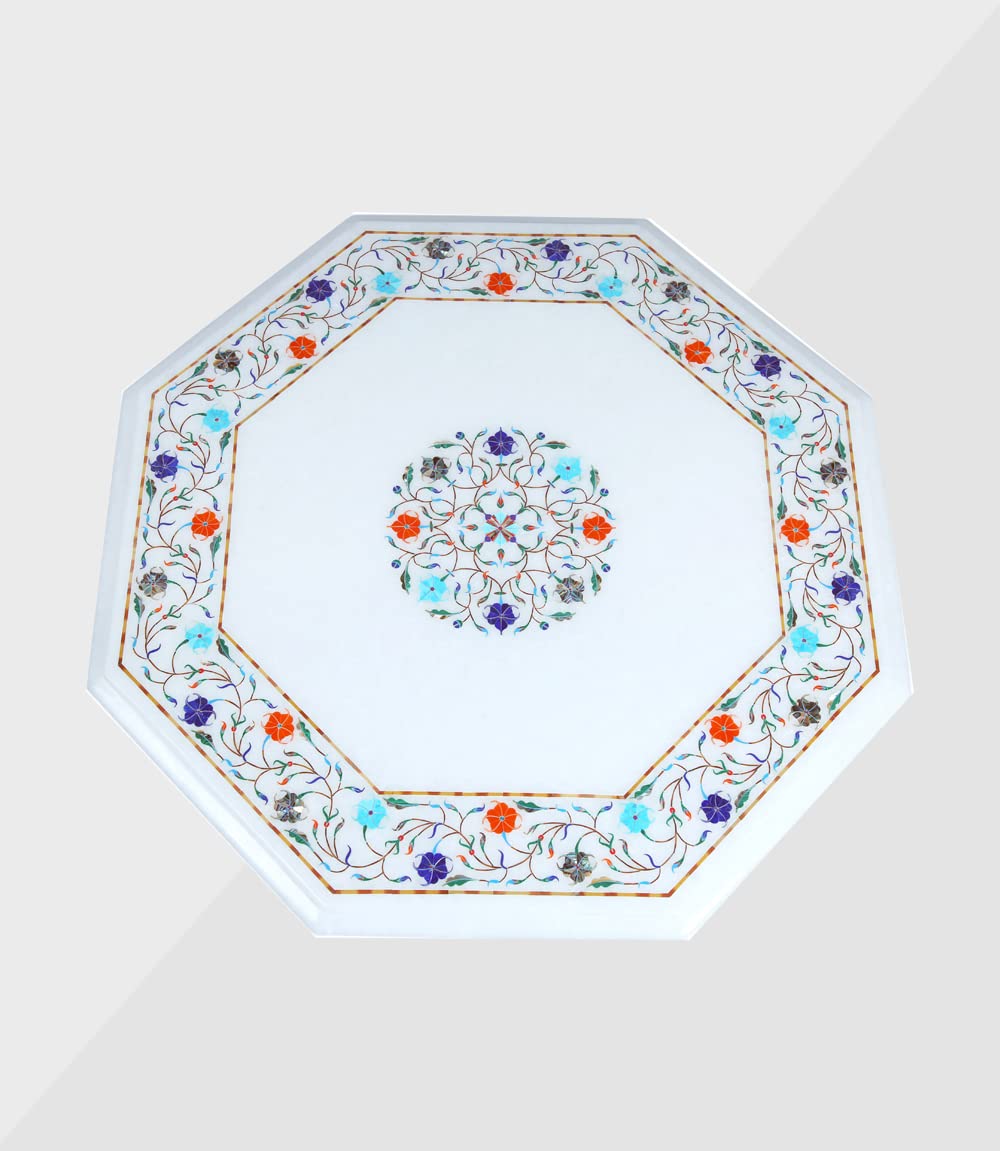 White Marble Inlay Table Top Amazon.in Home & Kitchen