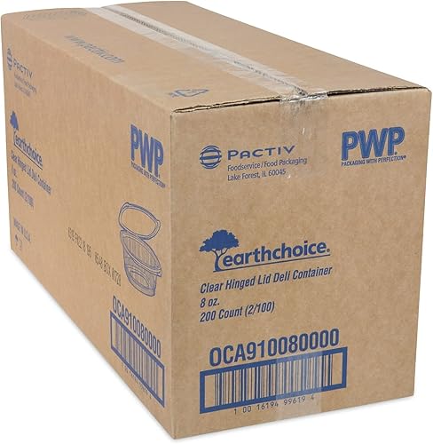 Miniatura 3 de Pactiv Evergreen EarthChoice Contenedor con bisagras de PET reciclado, 8 onzas, 4.92 x 5.87 x 1.32, transparente, plástico, 200caja