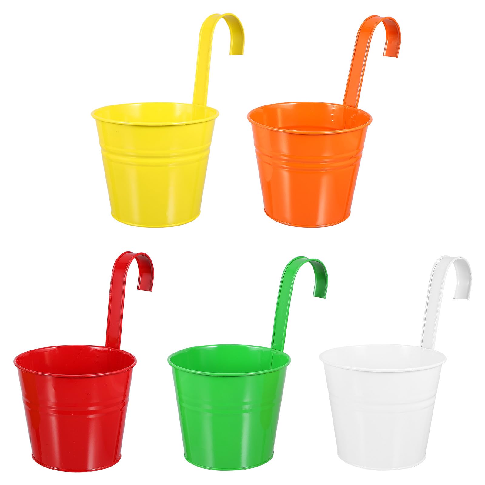 SOIMISS Pots de Fleurs Suspendus en Fer Lot de 5 Crochets Détachables 16 cm Diamètre 25 cm Hauteur Multicolores