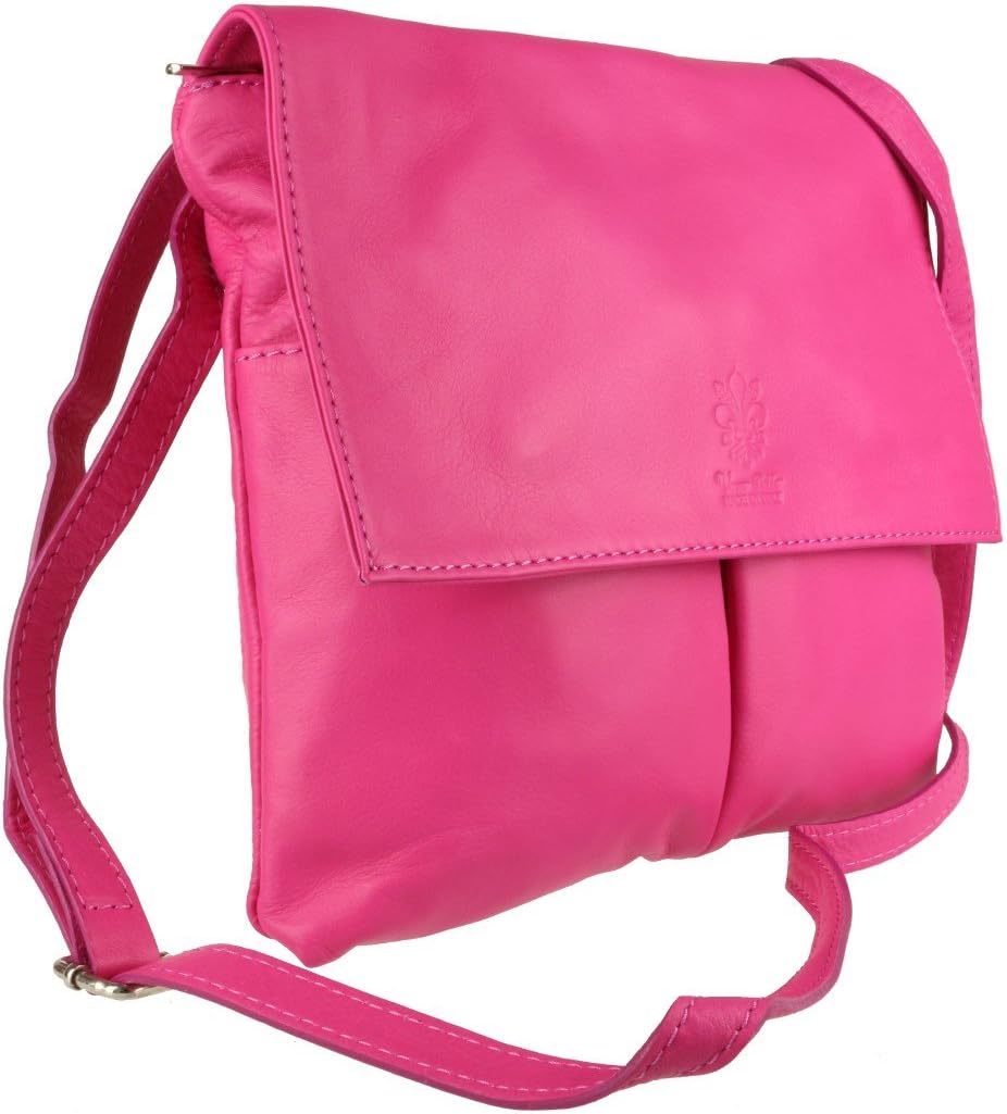 Girly HandBags Double Pocket Italian Genuine Leather Messenger Bag Crossbody Shoulder Bag