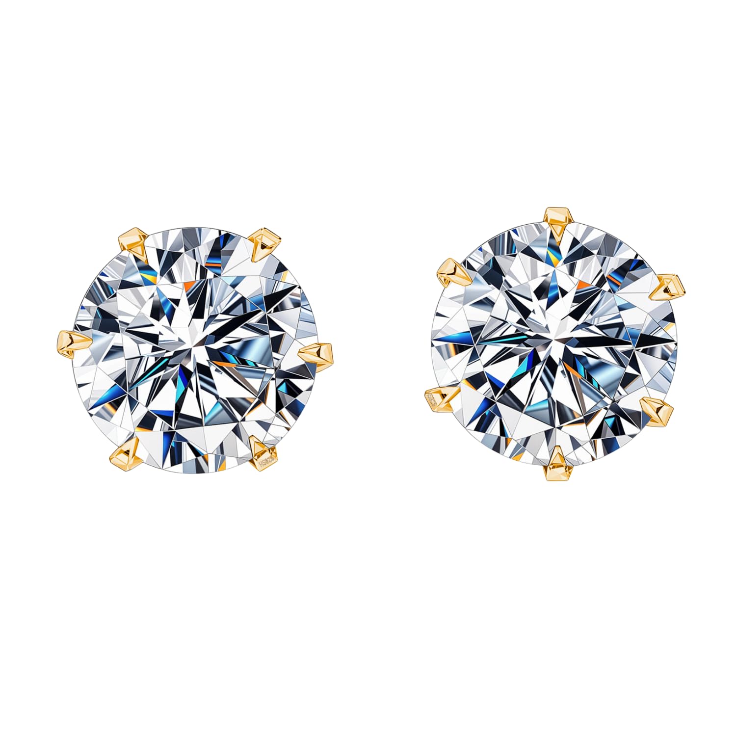 925 Silver Solitaire Stud Earrings in Gold Finish | 92.5 Sterling Silver & Round Brilliant Cubic Zirconia Tops for Men Women Boys & Girls-image-22