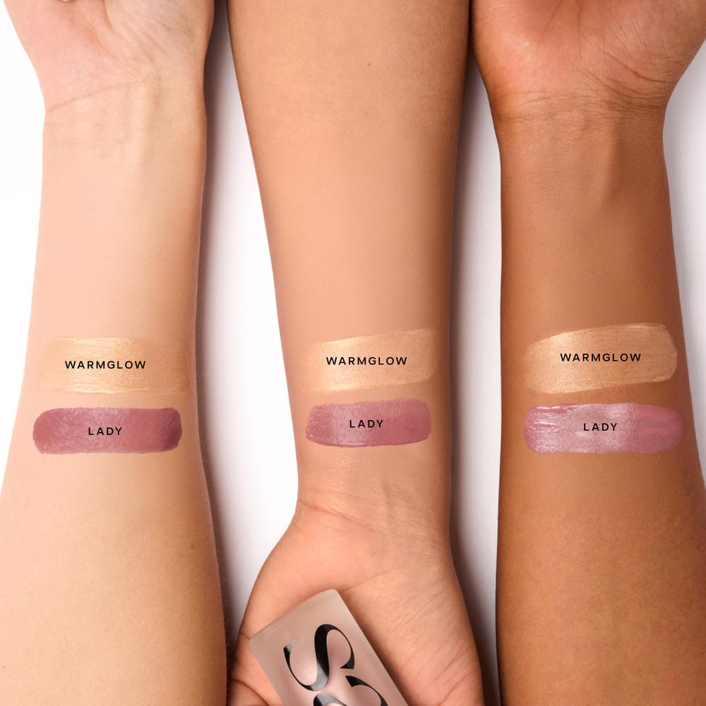 Saie Blush & Glow Gift Set - Dew Blush in Lady & Glowy Super Gel Liquid Highlighter & Makeup Primer in Warmglow - Skincare Infused Everyday Makeup Kit for a Flushed, Dewy Glow - Vegan (2 Count) - Image 2