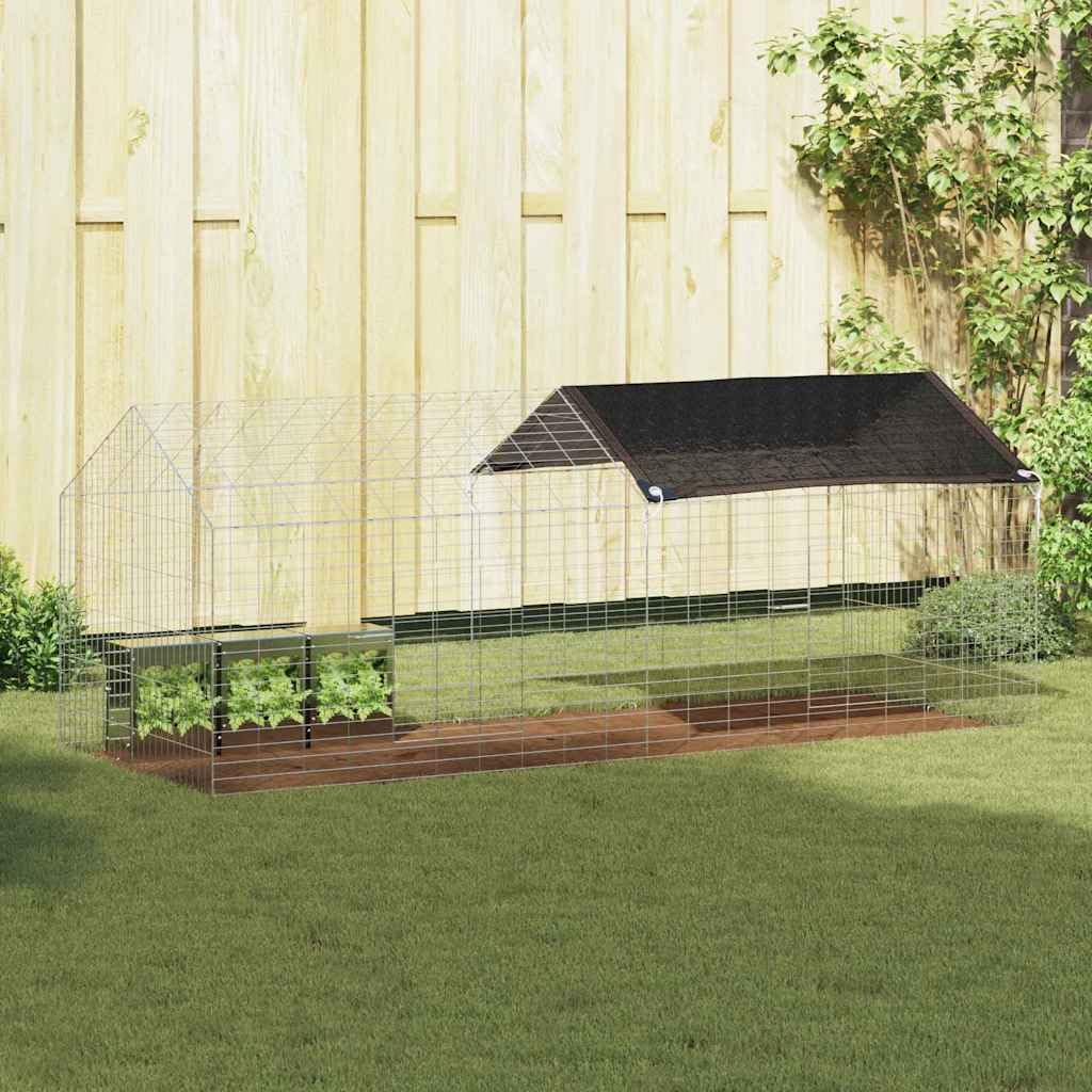 Hasenkäfig aus verzinktem Stahl, 200 x 78 x 78 cm, wetterfest und rostbeständig, ideal als Nagerkäfig und Meerschweinchenkäfig für Garten und Outdoor