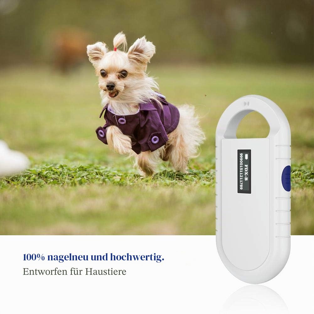 RFID Leser, Tragbarer Tier Chip Leser Haustier Mikrochip Scanner Universaler RFID Leser für ISO 11784/11785, RFID Hintergrundbeleuchtungs Bildschirm FDX B ID64