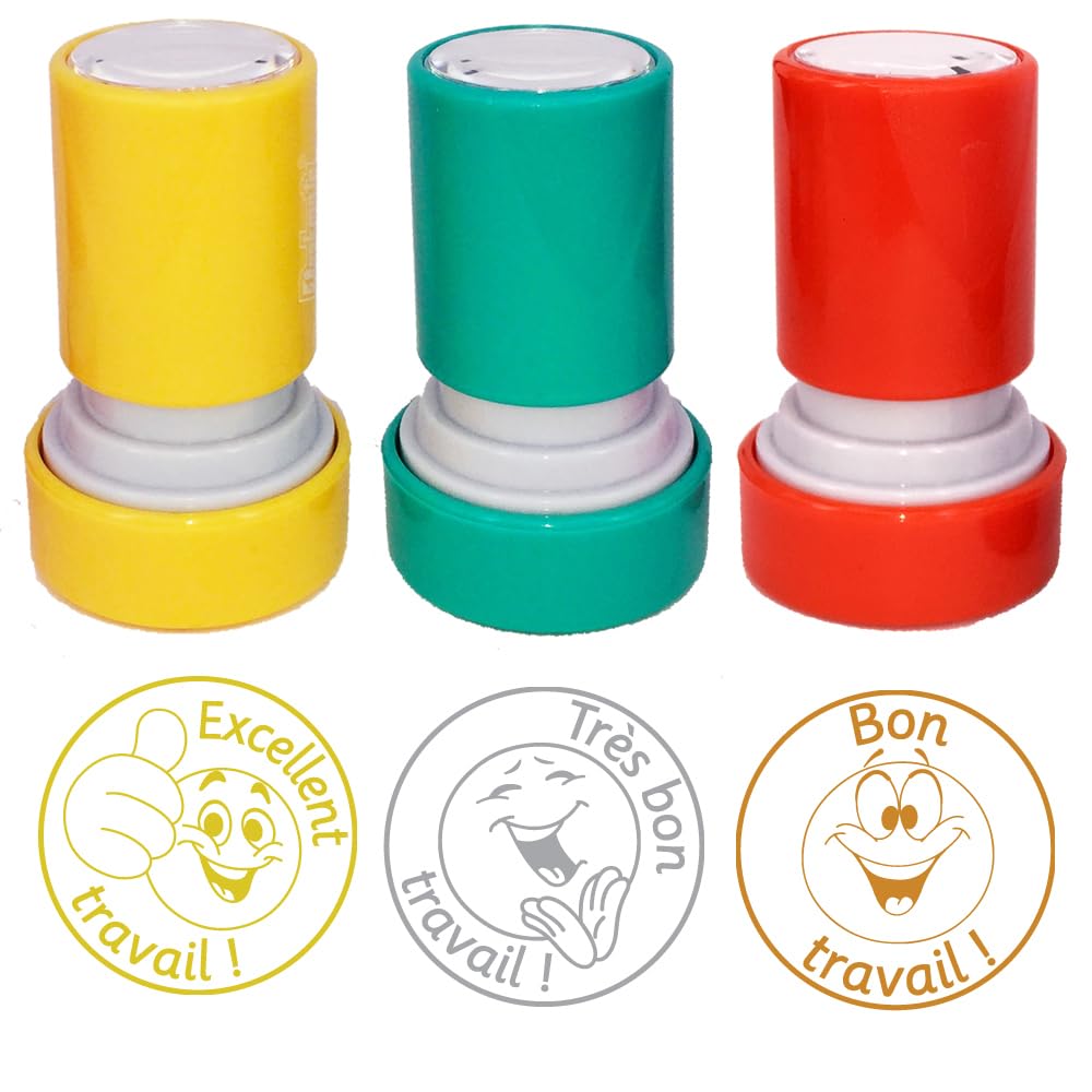 Tampon Auto-Encreur 'Bon Travail' Pour Enseignants - Encre Bronze, 22 Mm, Rechargeable, 5000 Impressions - 13