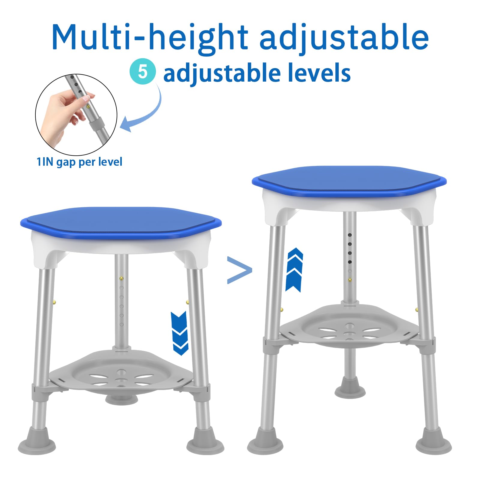 DrSuppor Silla de ducha giratoria para ducha interior, asiento giratorio de 360 grados, taburete de ducha pequeño para bañera, silla de baño para ancianos, discapacitados, adultos (300 libras)