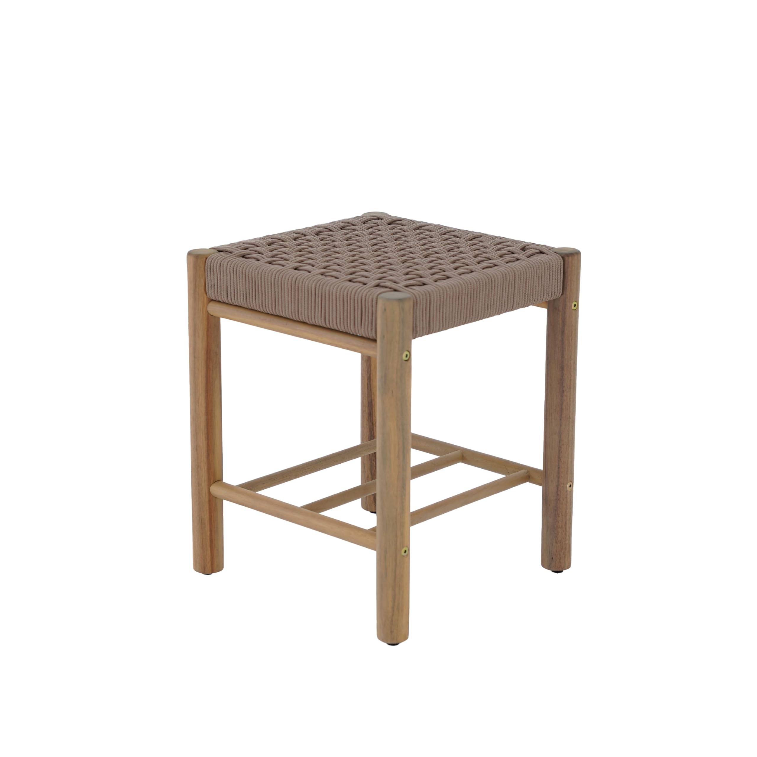 BAÏTA Tabouret intérieur et extérieur AVI en Bois d'acacia et Corde Marron Clair