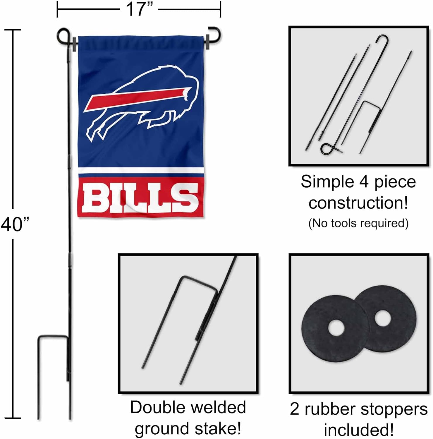 Buffalo Bills Garden Flag with Stand Holder